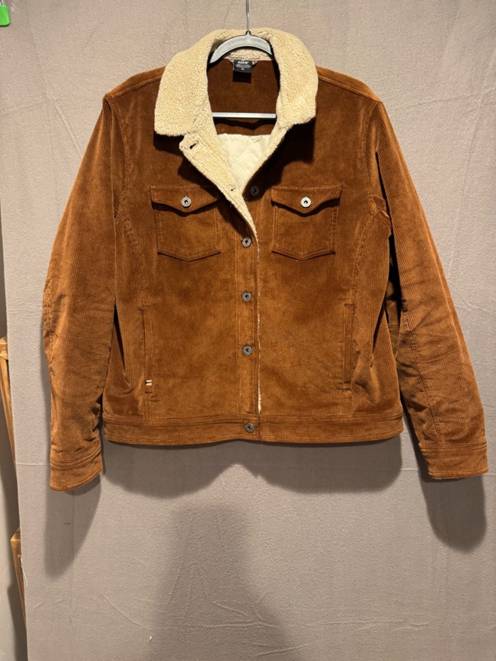 Kuhl Women's Brown Corduroy Jacket with Cream Sherpa Collar